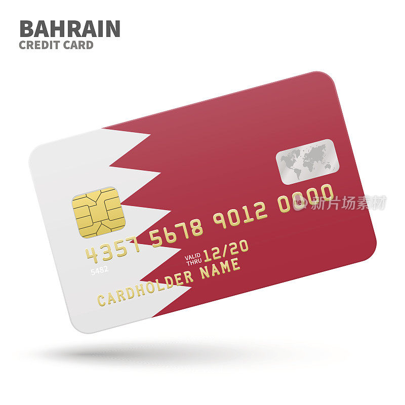 Credit card with Bahrain flag background for bank, presentations and